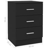 ZNTS Bedside Cabinet Black 38x35x56 cm Engineered Wood 800452