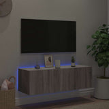 TV Wall Cabinet with LED Lights Grey Sonoma 100x35x31 cm 837300