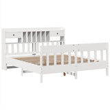 ZNTS Bed Frame without Mattress White 200x200 cm Solid Wood Pine 3323249