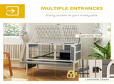 Wooden Rabbit Hutch, Guinea Pig Cage, with Removable Tray, Openable Roof, Grey T3398P375159