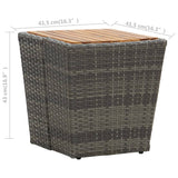 Tea Table Grey 41.5x41.5x43cm Poly Rattan and Solid Acacia Wood 46198