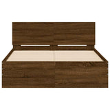 Bed Frame with Headboard and LED Brown Oak 140x190 cm 3207629
