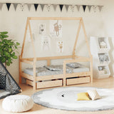 Kids Bed Frame with Drawers 70x140 cm Solid Wood Pine 834471