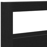 Headboard Cabinet with LED Black Oak 160x17x102 cm 863133