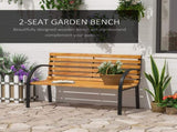 Wooden Garden Bench Park Bench 2 Seater Love Chair Outdoor Patio Porch Furniture w/ Sturdy Metal T3398P313596
