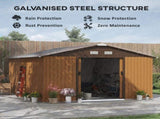 13 x 11ft Metal Garden Shed, Outdoor Storage Tool House with Ventilation Slots, Foundation Kit and T3398P315334
