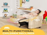 Kids Recliner Chair, PU Leather with Adjustable Backrest, Footrest, Padded Headrest, Beige T3398P347659
