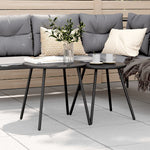 ZNTS Garden Coffee Tables 2 pcs Round Black Powder-coated Steel 4008112