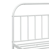 Bed Frame White Powder-Coated Steel Double Storage Bed Frame 353709