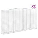 Arched Gabion Baskets 2 pcs 400x50x200/220 cm Galvanised Iron 3146021