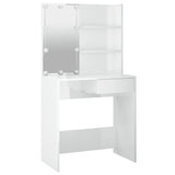 Dressing Table with LED High Gloss White 74.5x40x141 cm 808807