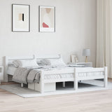 Bed Frame White Solid pinewood, plywood 160x200 cm Durable 322072