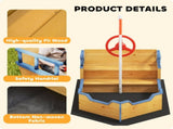 Kids Sand Pit, Children Pirate Ship Sandbox with Bench, Bottom Liner, Seat, Natural Wood Tone T3398P547939
