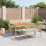 3 Piece Garden Dining Set with Cushions Beige Poly Rattan 3213584