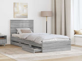 Bed Frame with Drawer Grey Sonoma 75 x 190 cm Engineer Wood 3411171