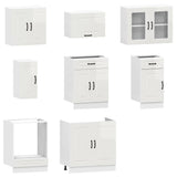 8 Piece Kitchen Cabinet Set Kalmar High Gloss White Engineered Wood 3314823