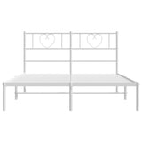 Metal Bed Frame without Mattress with Headboard White 140x190cm 355512