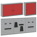 Tool Cabinet Set with Shelf 5 pcs Red Powder-Coated Steel 3321401