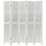 Room Divider 5 Panels White Solid Wood Paulownia 358679