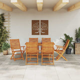 Garden Dining Set Folding 7 pcs Brown Solid Acacia Wood 3375713