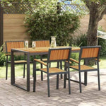 Garden Dining Set 5 pcs Black and brown 140 x 80 x 75 cm 3284383