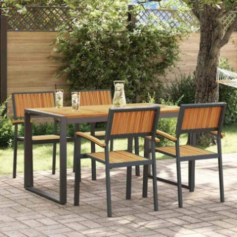 Garden Dining Set 5 pcs Black and brown 140 x 80 x 75 cm 3284383