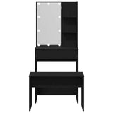 LED Dressing Table Set 2 pcs Black Oak Engineered Wood 3333069