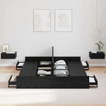 Storage Bed Frame Black oak 140 x 190 cm Engineered wood 3335310