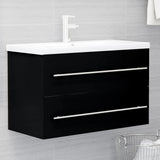Sink Cabinet with Built-in Basin Black Engineered Wood 3099051