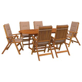 7-Piece Garden Dining Set Natural Solid Acacia Wood 3434491