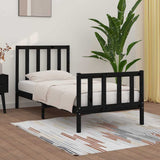 Bed Frame without Mattress Black 75x190 cm Solid Wood 3105189