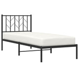 Metal Bed Frame without Mattress with Headboard Black 80x200cm 374428