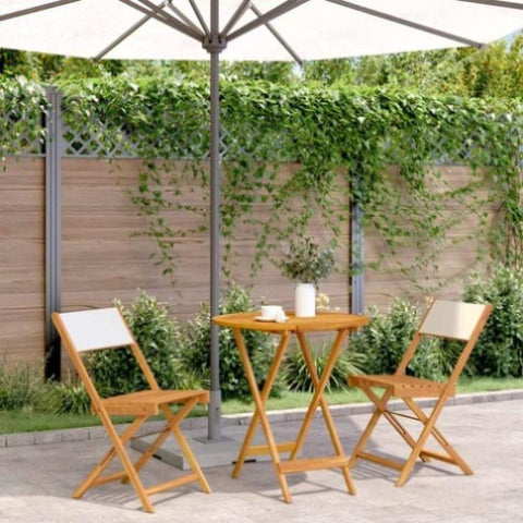 ZNTS 3 Piece Bistro Set Cream White Fabric and Solid Wood 3281844