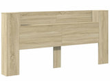 Storage Headboard with LED Sonoma Oak Engineered Wood 3418676
