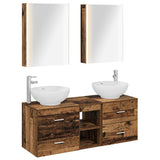 Bathroom Furniture Set 5 pcs Old Wood Engineered Wood and Glass 3406973