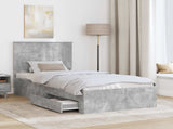 Bed Frame with Drawer Concrete Grey 90 x 190 cm Engineered Wood 3411362