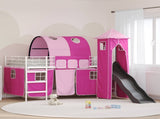Kids'Loft Bed Frame White and Pink 107 x 200 cm Metal 42020912