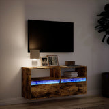 TV Wall Cabinet with LED Lights Smoked Oak 100x31x45 cm 852338