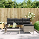 Garden Sofa with Table and Cushions L-Shaped Light Grey Poly Rattan 365577