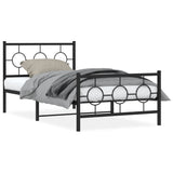 Metal Bed Frame without Mattress with Footboard Black 100x200cm 376239