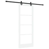 Sliding Door White 83 x 211 cm Solid Pine Wood and Glass 3332308