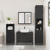 ZNTS 3 Piece Bathroom Furniture Set Black Engineered Wood 3301080