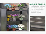 Wooden Cold Frame Polycarbonate Greenhouse with Openable Top Cover and Double Door, Grow House for T3398P314744