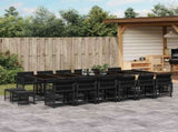 17 Piece Garden Dining Set with Cushions Black Poly Rattan 3211723