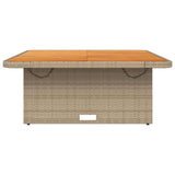 Garden Table Beige 110x110x71 cm Poly Rattan and Acacia Wood 368274