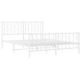 Metal Bed Frame without Mattress with Footboard White 150x200cm 374506