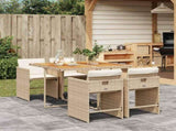 5 Piece Garden Dining Set with Cushions Beige Poly Rattan 3211084