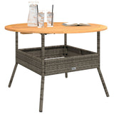 Garden Table with Acacia Wood Top Grey 110x71 cm Poly Rattan 368626
