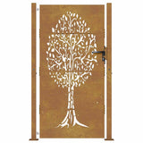 Garden Gate 100x175 cm Corten Steel Tree Design 153218