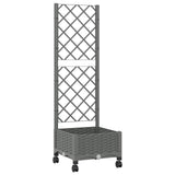 Garden Planter with Trellis&Wheels Light Grey PP 3422917
